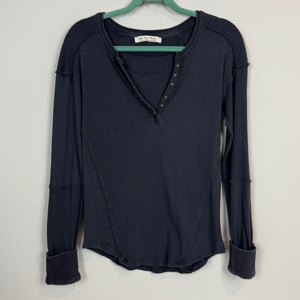 We the Free Military Mix Navy Henley Shirt S